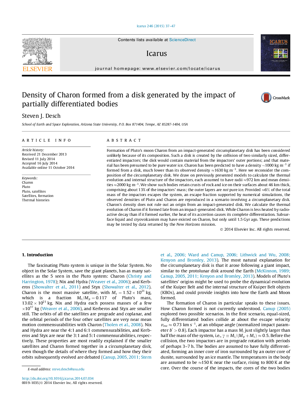 Density of Charon formed from a disk generated by the impact of partially differentiated bodies