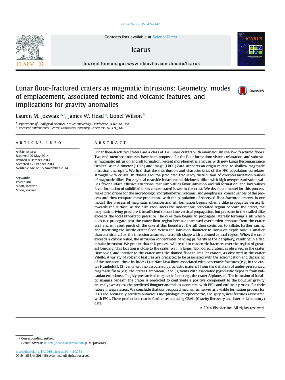 Lunar floor-fractured craters as magmatic intrusions: Geometry, modes of emplacement, associated tectonic and volcanic features, and implications for gravity anomalies