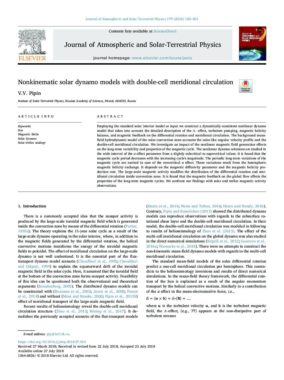 Nonkinematic solar dynamo models with double-cell meridional circulation