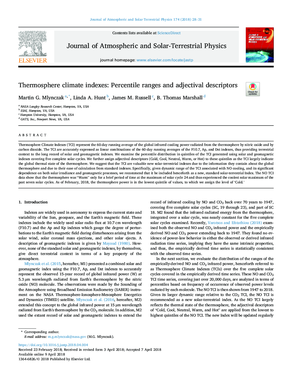 Thermosphere climate indexes: Percentile ranges and adjectival descriptors