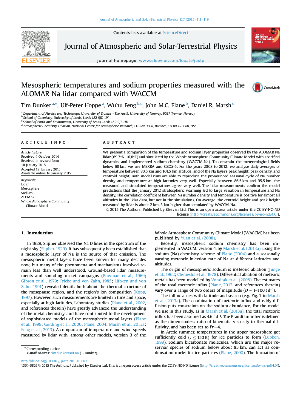 Mesospheric temperatures and sodium properties measured with the ALOMAR Na lidar compared with WACCM