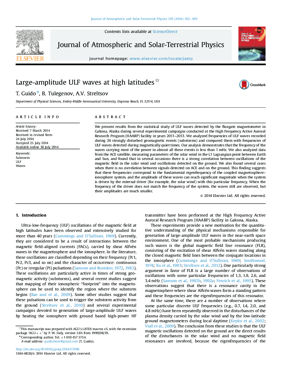 Large-amplitude ULF waves at high latitudes