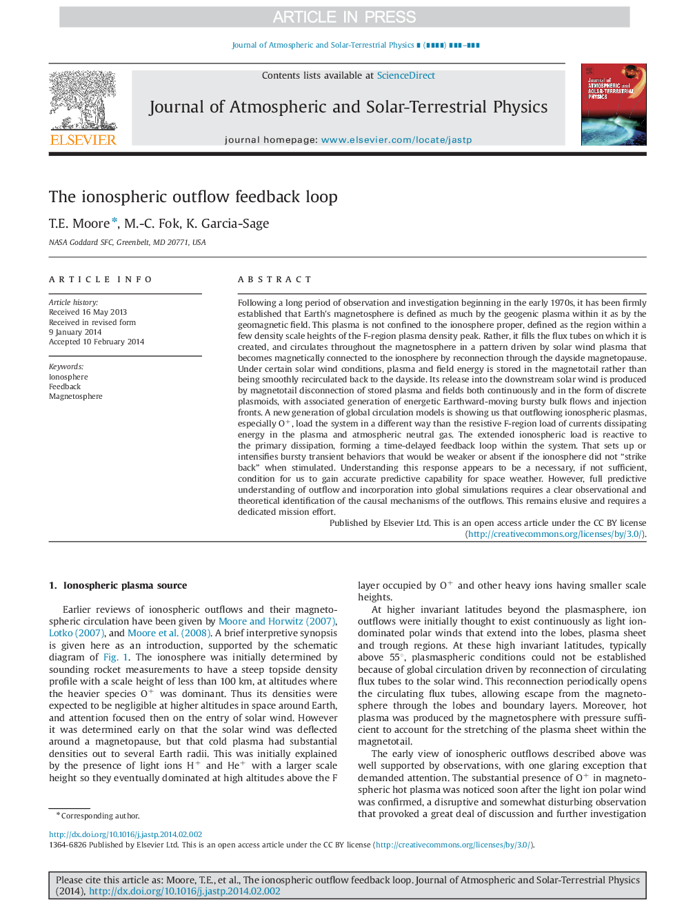 The ionospheric outflow feedback loop