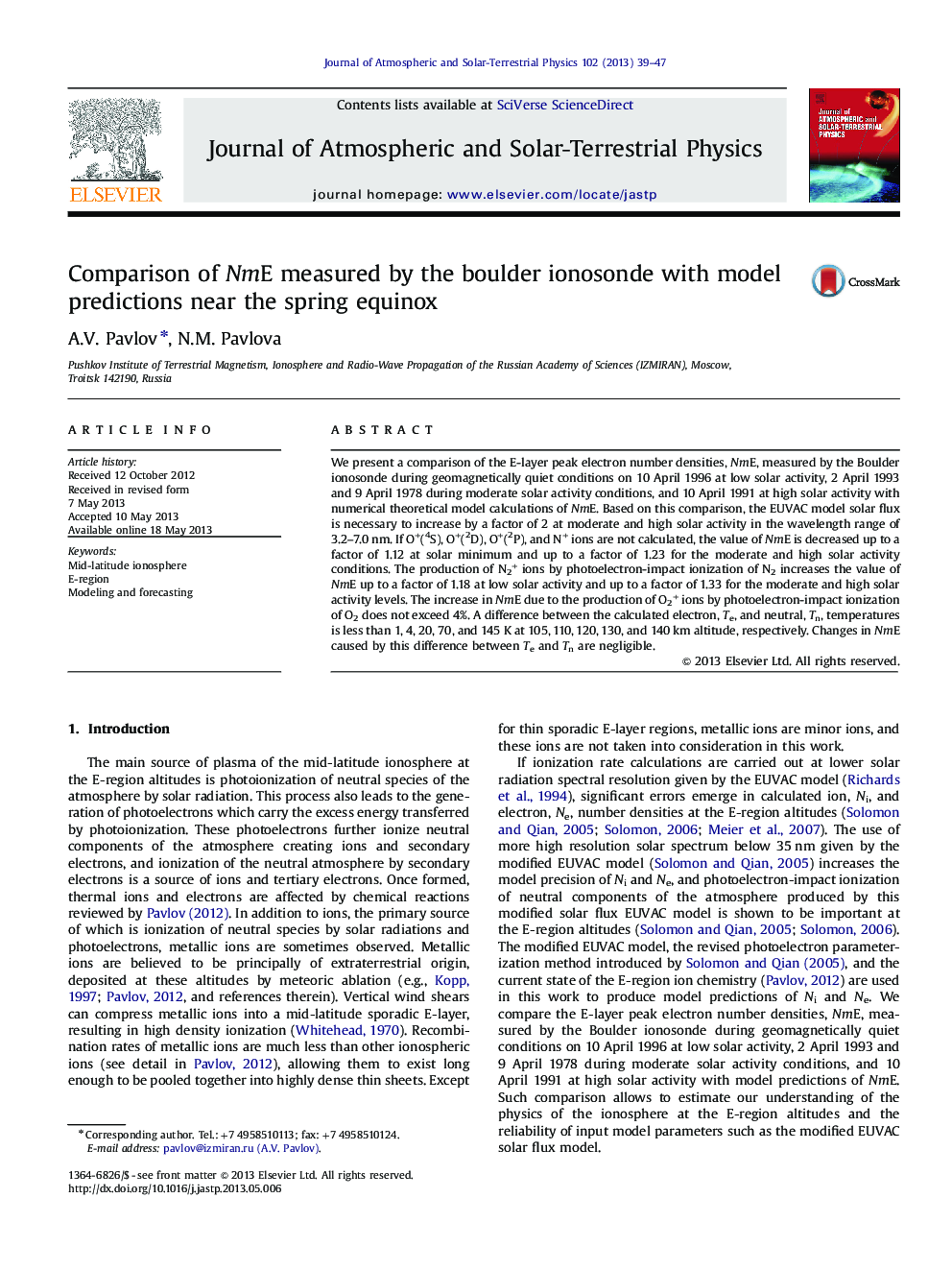 Comparison of NmE measured by the boulder ionosonde with model predictions near the spring equinox