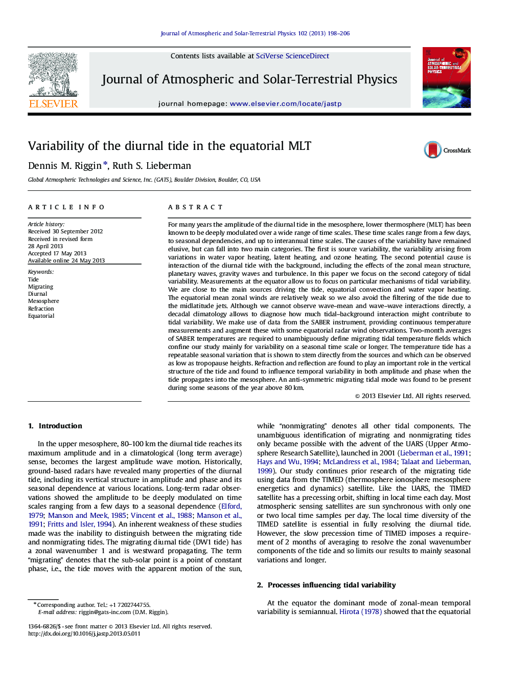 Variability of the diurnal tide in the equatorial MLT