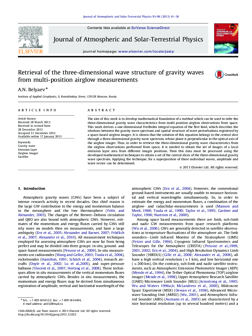 Retrieval of the three-dimensional wave structure of gravity waves from multi-position airglow measurements