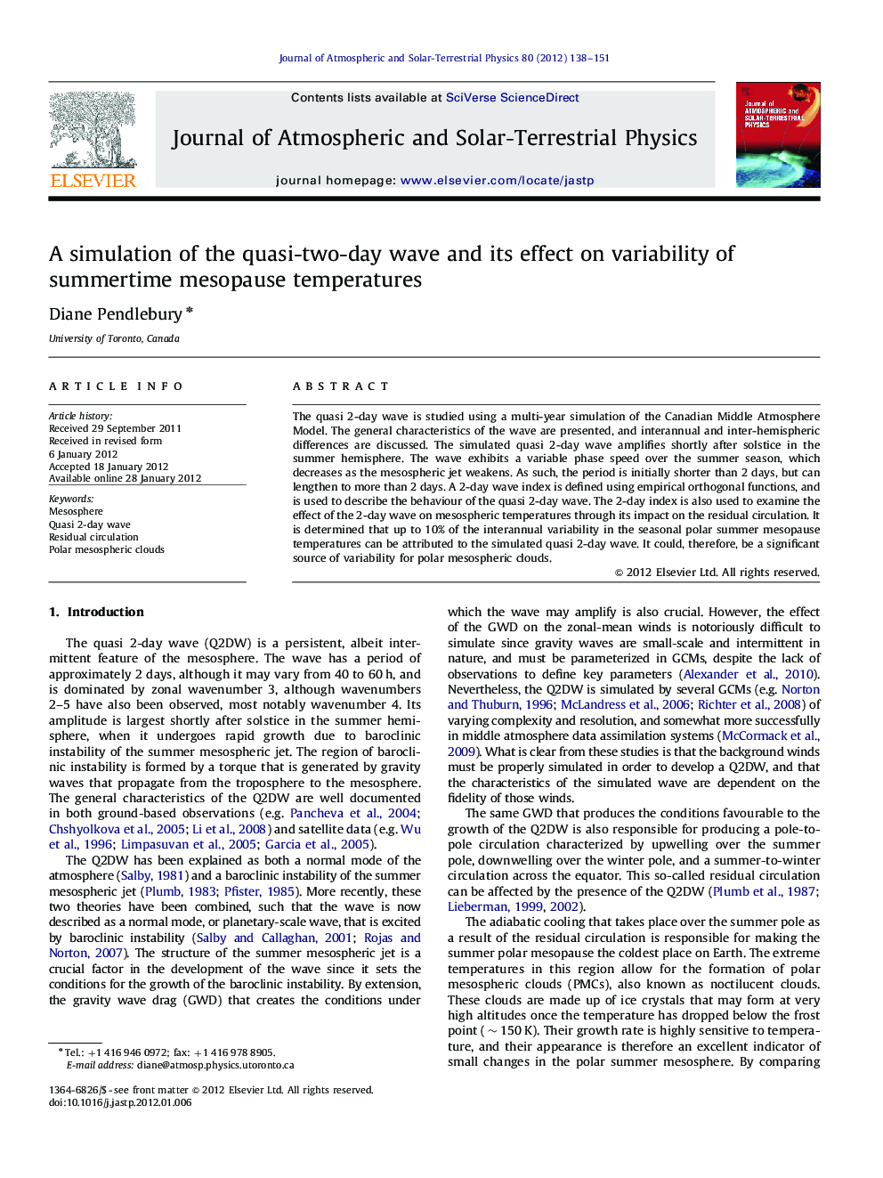 A simulation of the quasi-two-day wave and its effect on variability of summertime mesopause temperatures