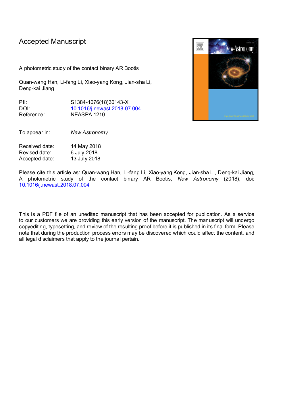 A photometric study of the contact binary AR Bootis