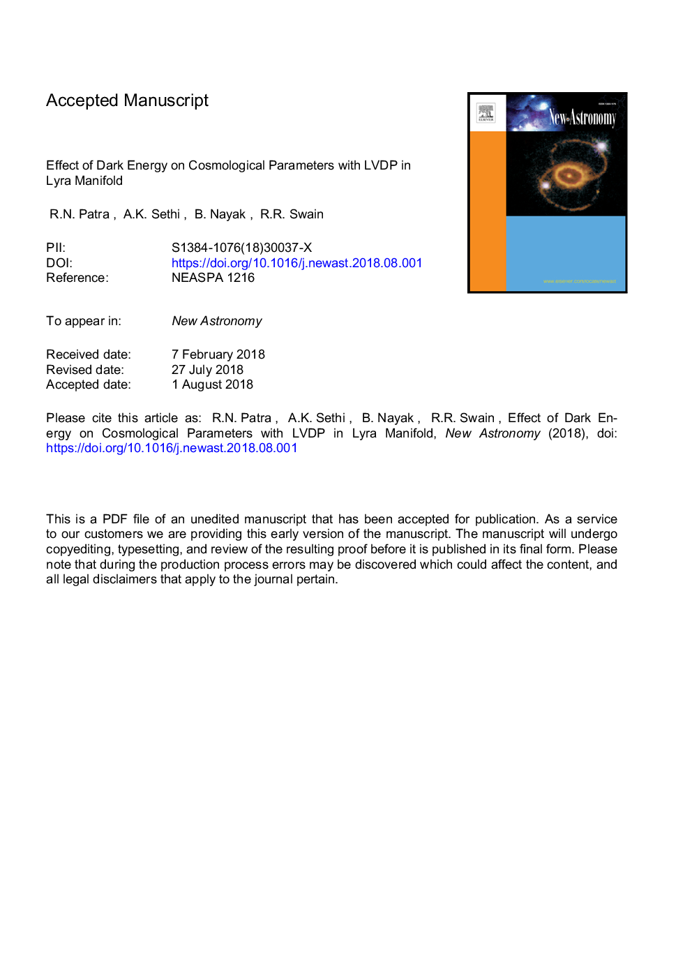 Effect of dark energy on cosmological parameters with LVDP in lyra manifold