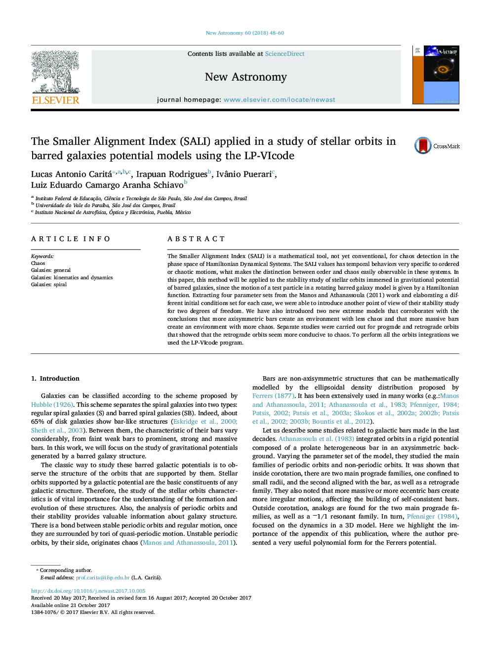 The Smaller Alignment Index (SALI) applied in a study of stellar orbits in barred galaxies potential models using the LP-VIcode