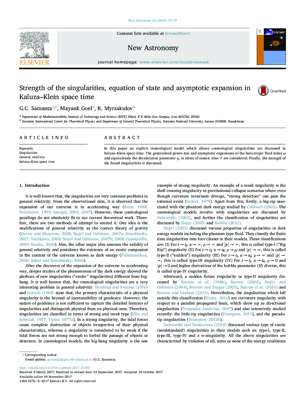 Strength of the singularities, equation of state and asymptotic expansion in Kaluza-Klein space time