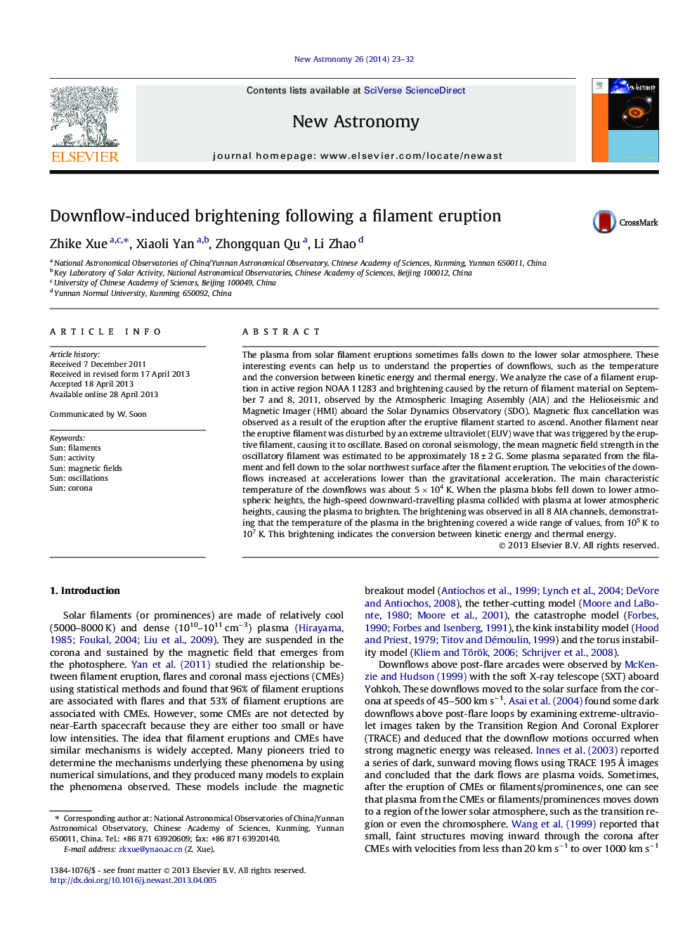 Downflow-induced brightening following a filament eruption