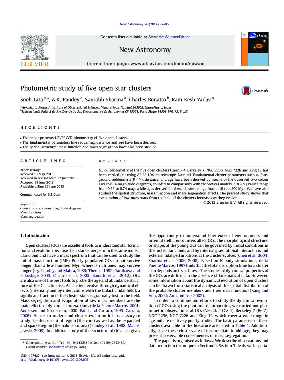 Photometric study of five open star clusters