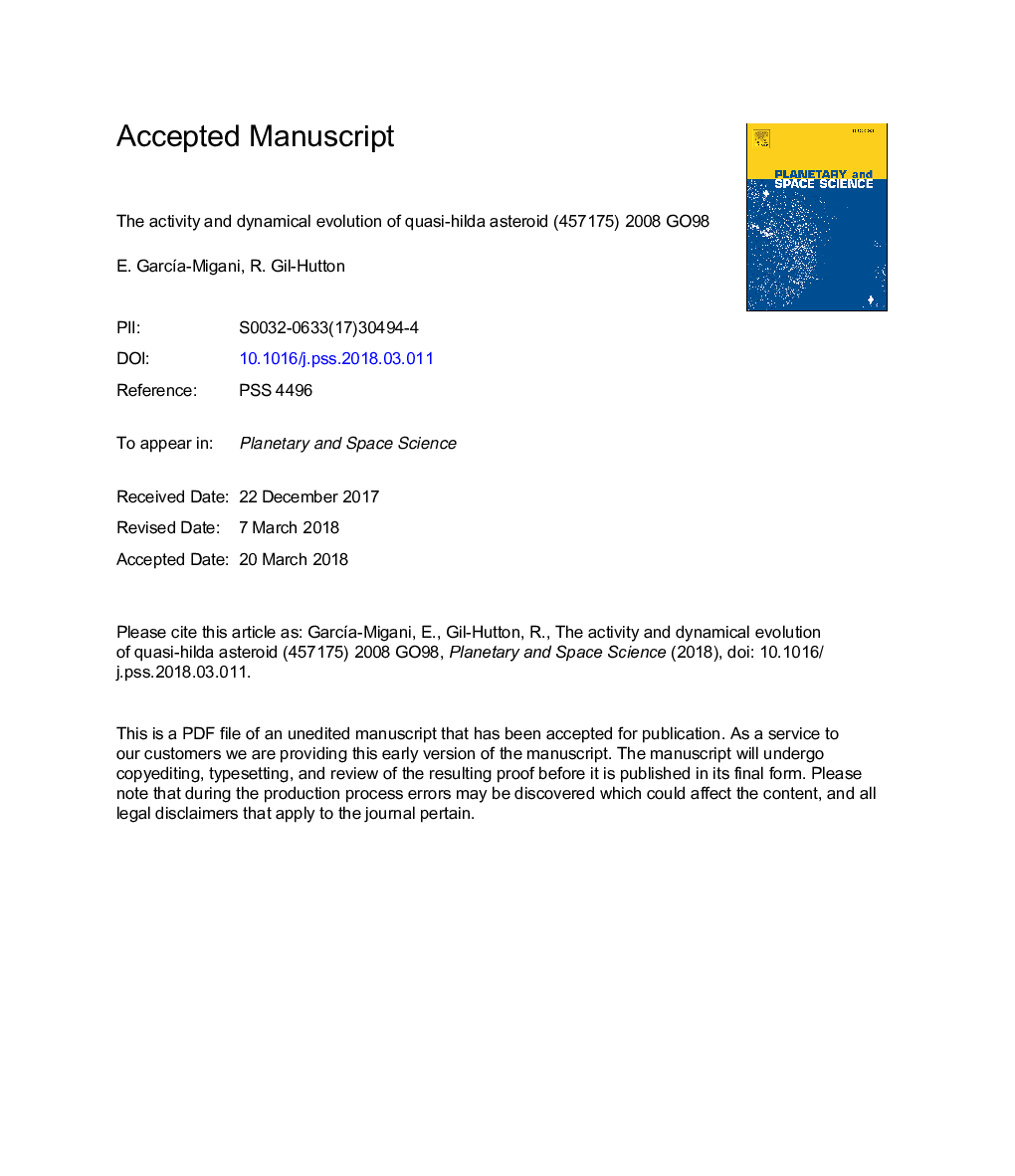 The activity and dynamical evolution of quasi-hilda asteroid (457175) 2008 GO98