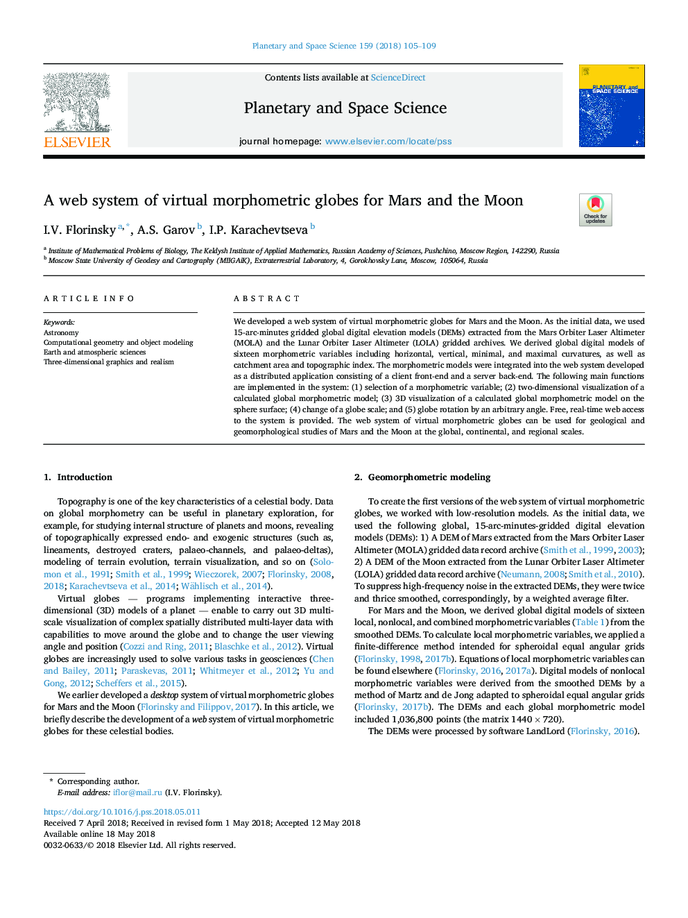 A web system of virtual morphometric globes for Mars and the Moon