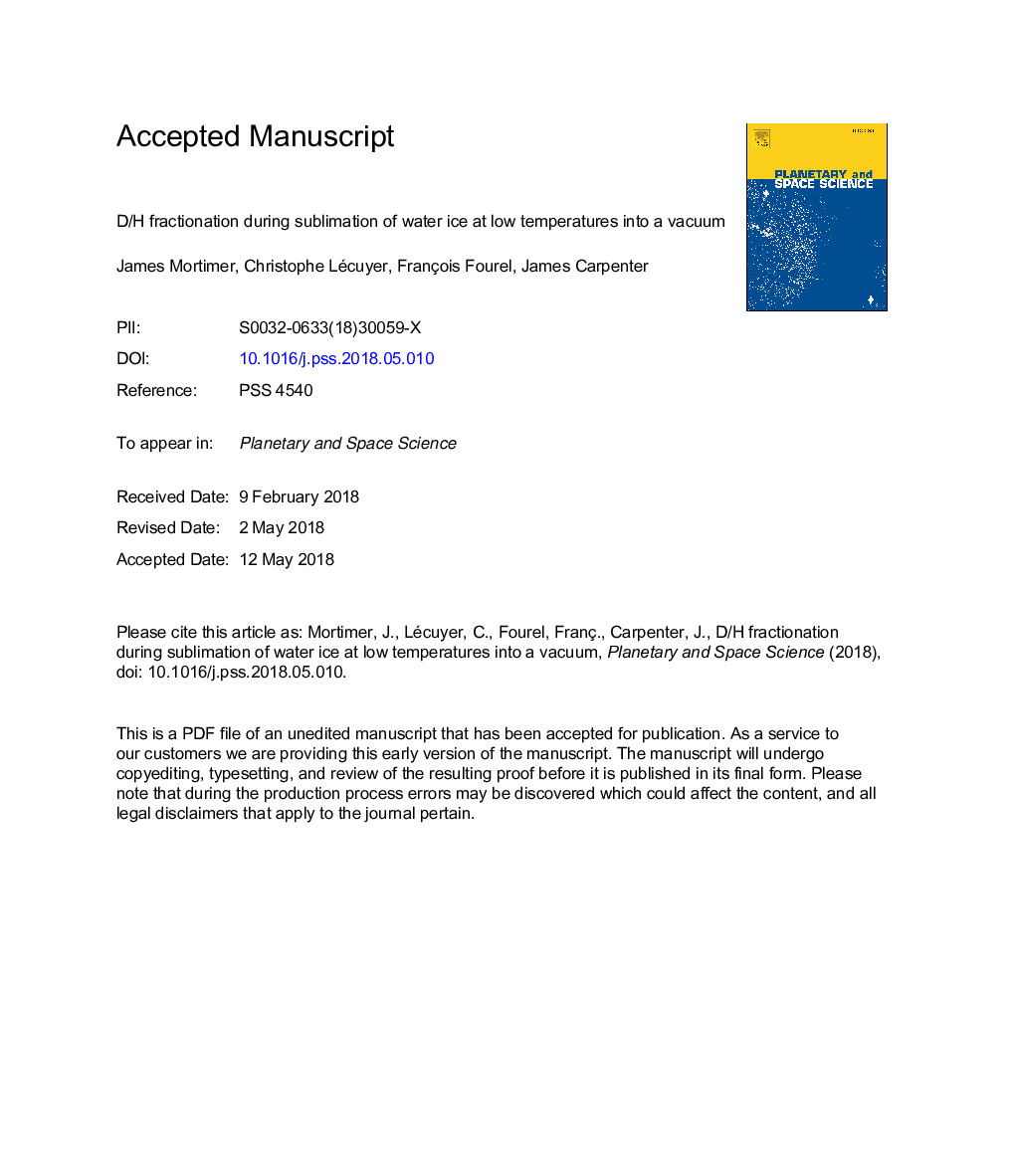 D/H fractionation during sublimation of water ice at low temperatures into a vacuum