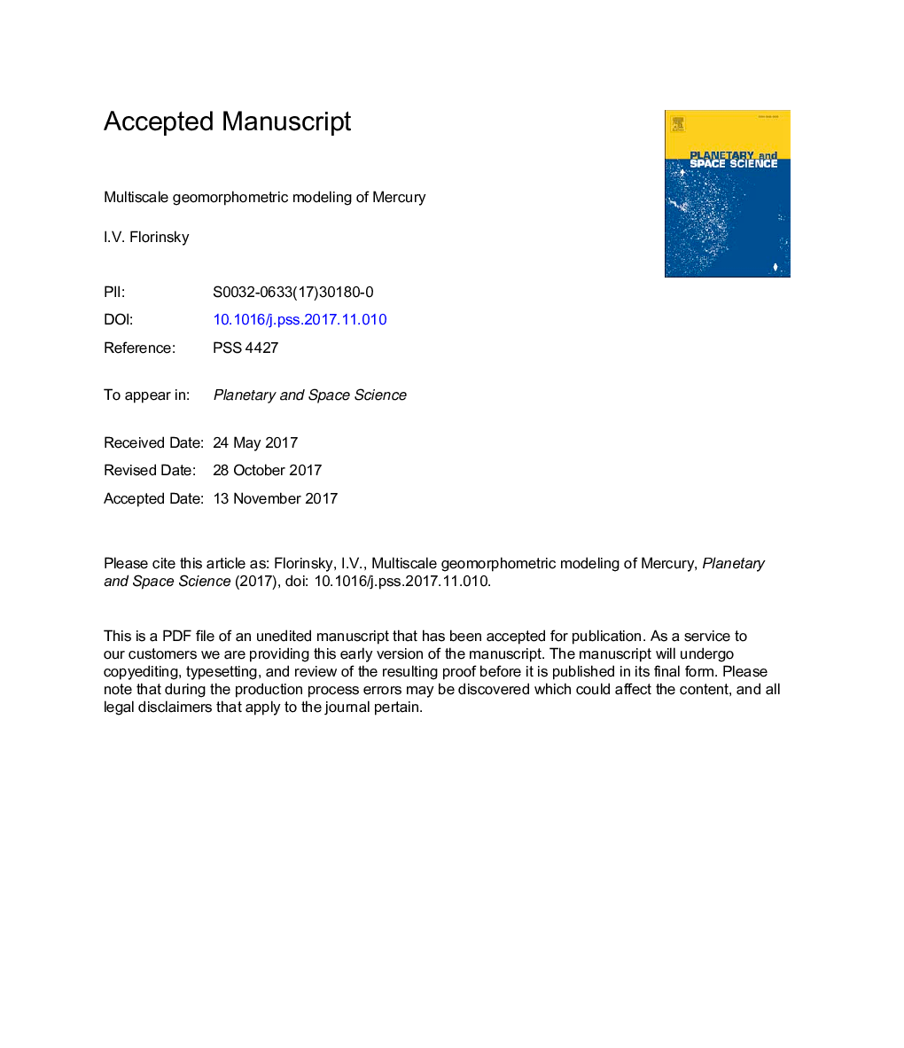 Multiscale geomorphometric modeling of Mercury