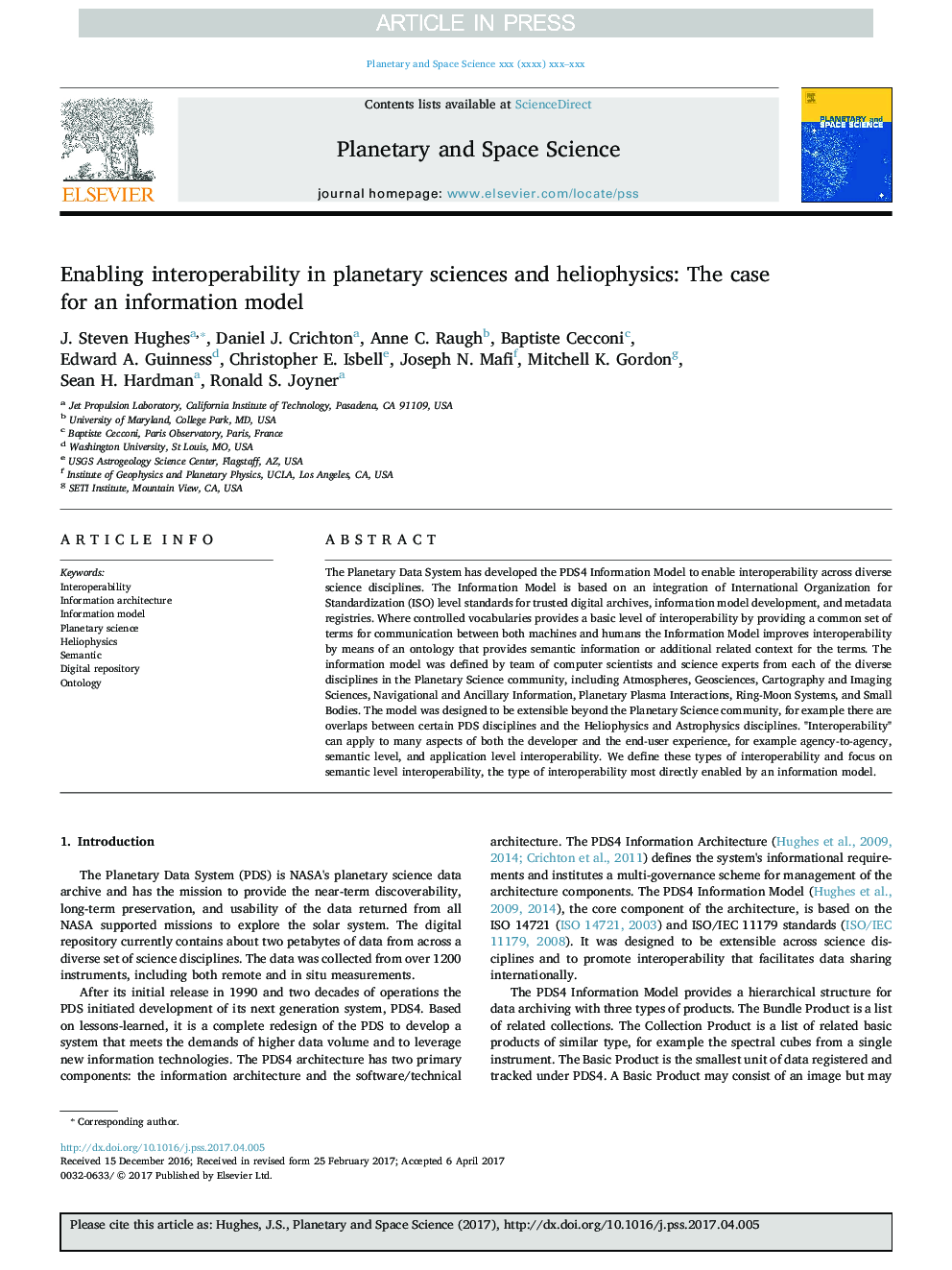 Enabling interoperability in planetary sciences and heliophysics: The case for an information model