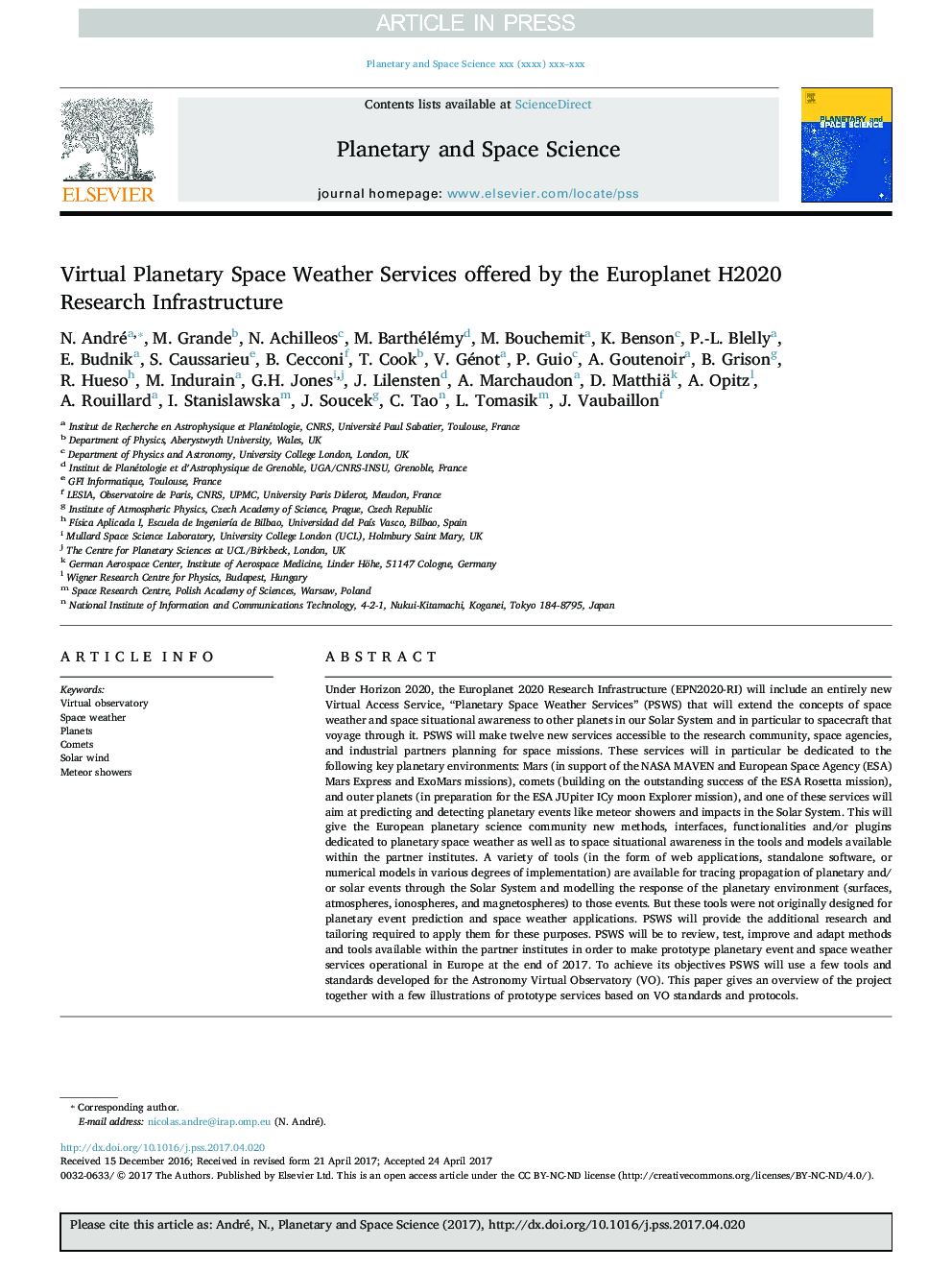 Virtual Planetary Space Weather Services offered by the Europlanet H2020 Research Infrastructure