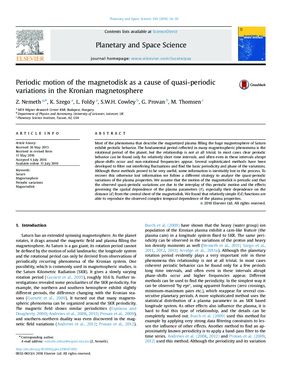 Periodic motion of the magnetodisk as a cause of quasi-periodic variations in the Kronian magnetosphere