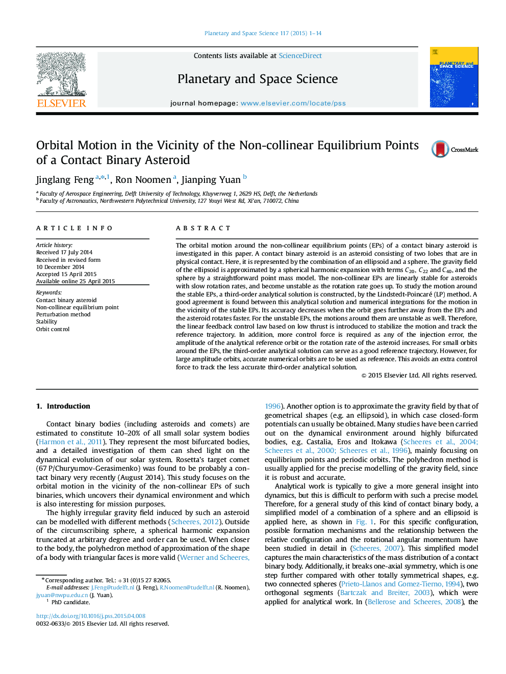 Orbital Motion in the Vicinity of the Non-collinear Equilibrium Points of a Contact Binary Asteroid