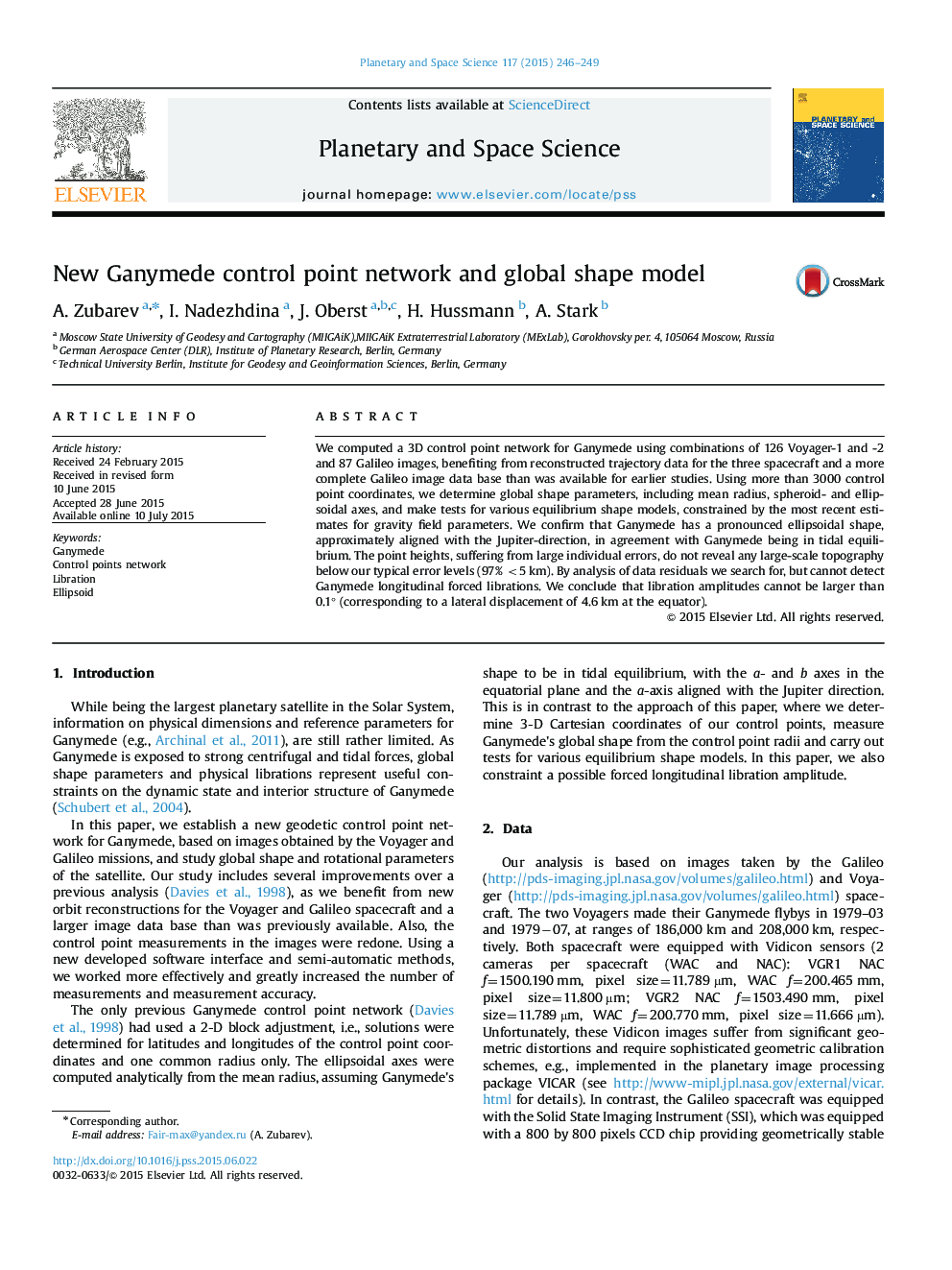 New Ganymede control point network and global shape model