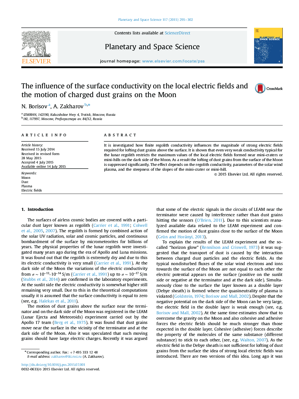 The influence of the surface conductivity on the local electric fields and the motion of charged dust grains on the Moon