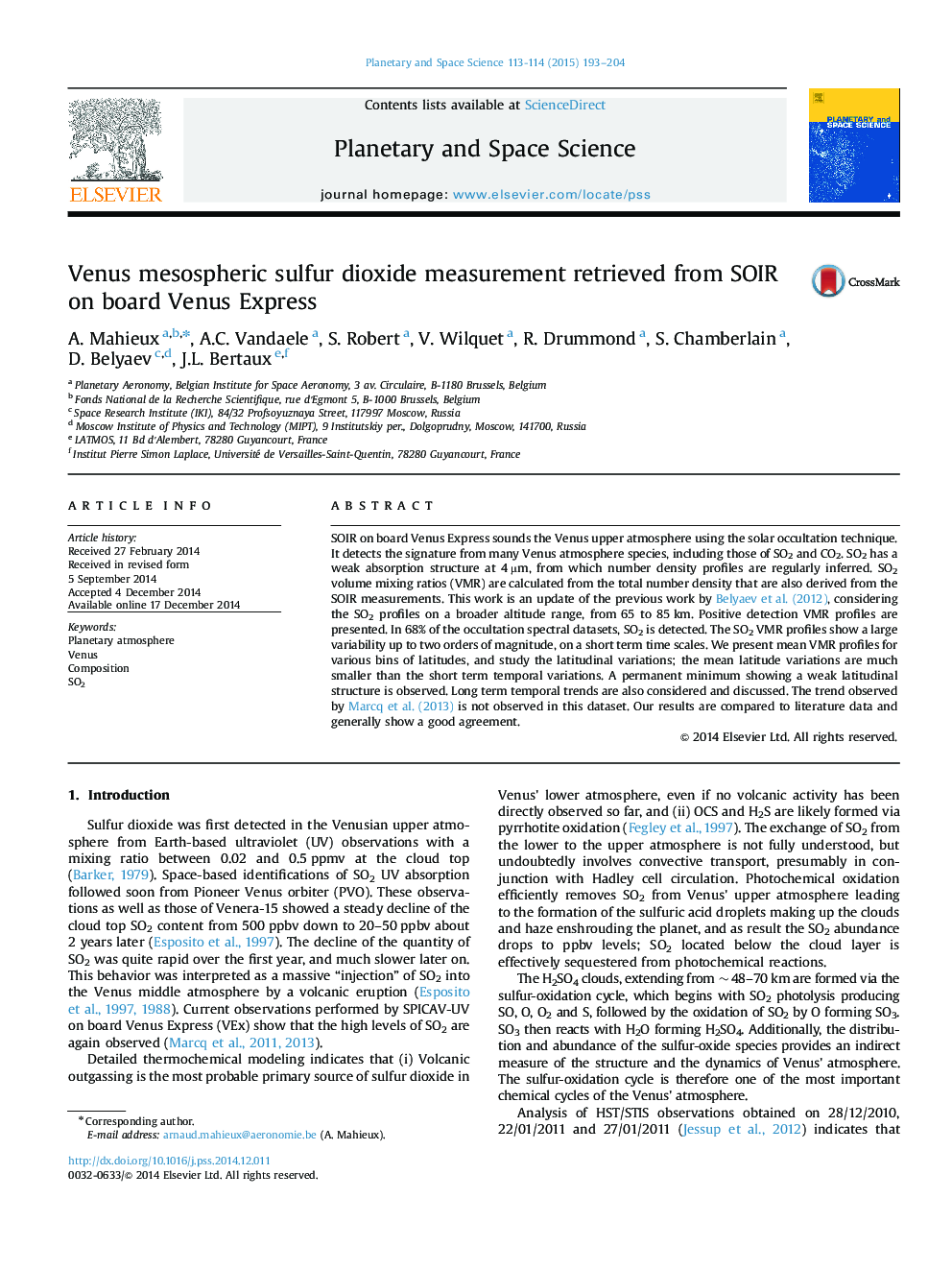 Venus mesospheric sulfur dioxide measurement retrieved from SOIR on board Venus Express