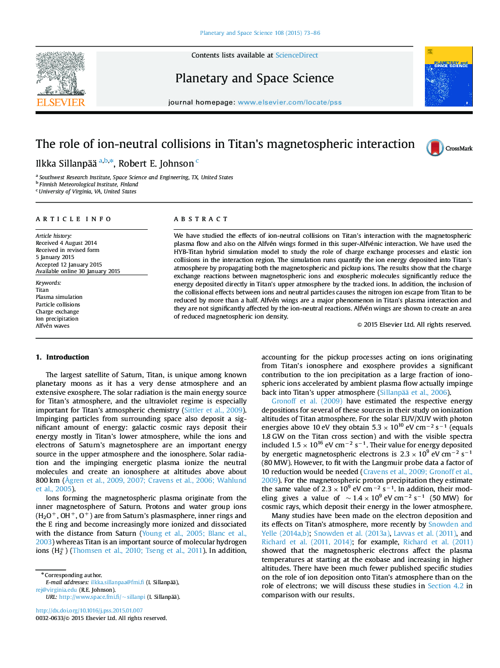 The role of ion-neutral collisions in Titan×³s magnetospheric interaction