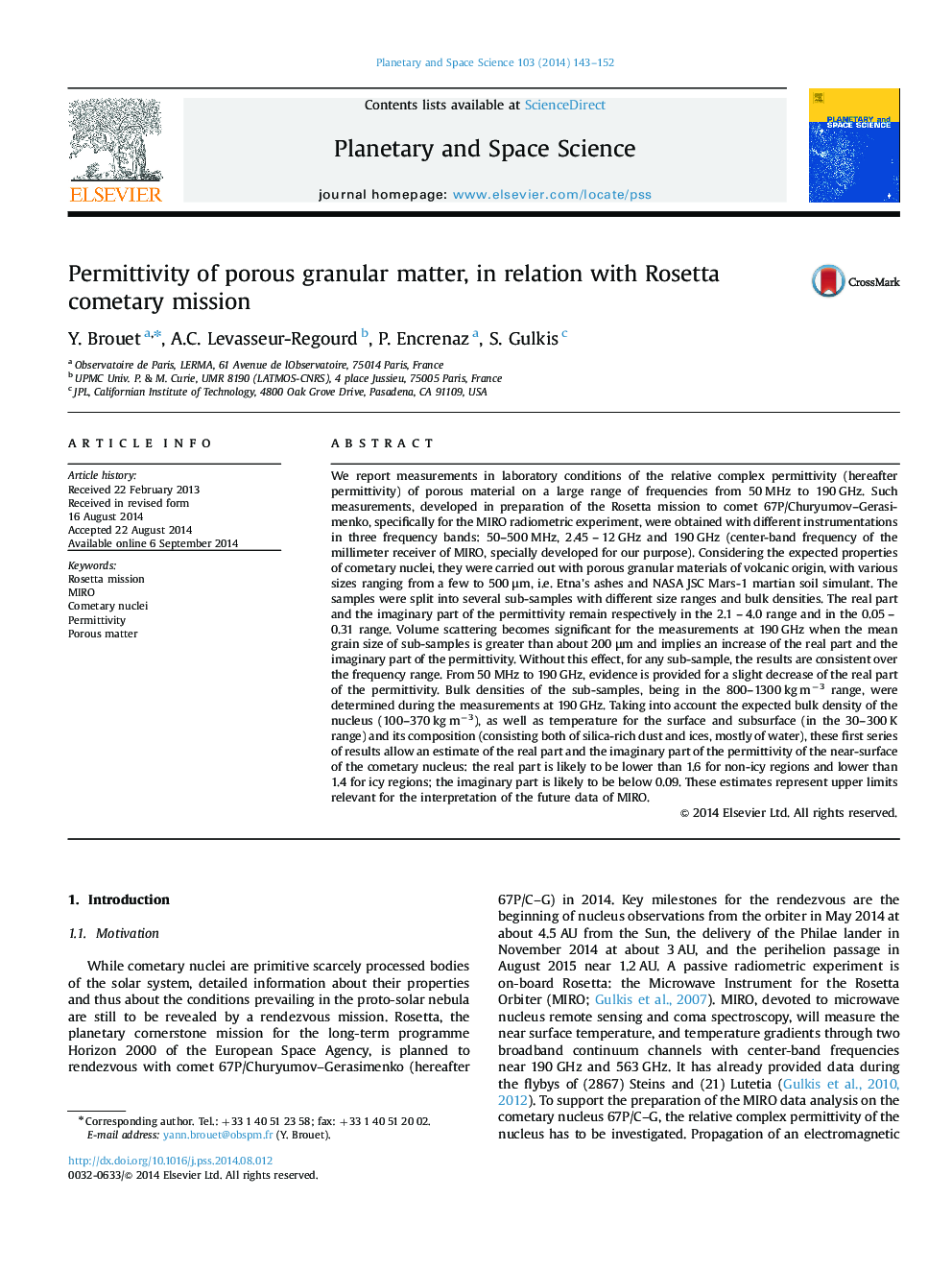 Permittivity of porous granular matter, in relation with Rosetta cometary mission