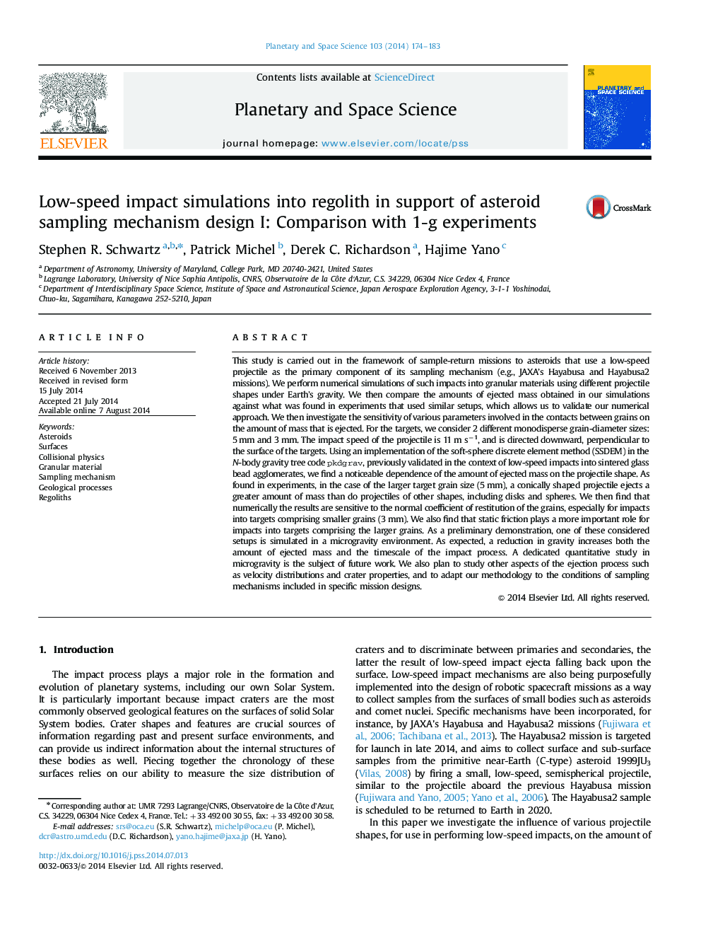 Low-speed impact simulations into regolith in support of asteroid sampling mechanism design I: Comparison with 1-g experiments