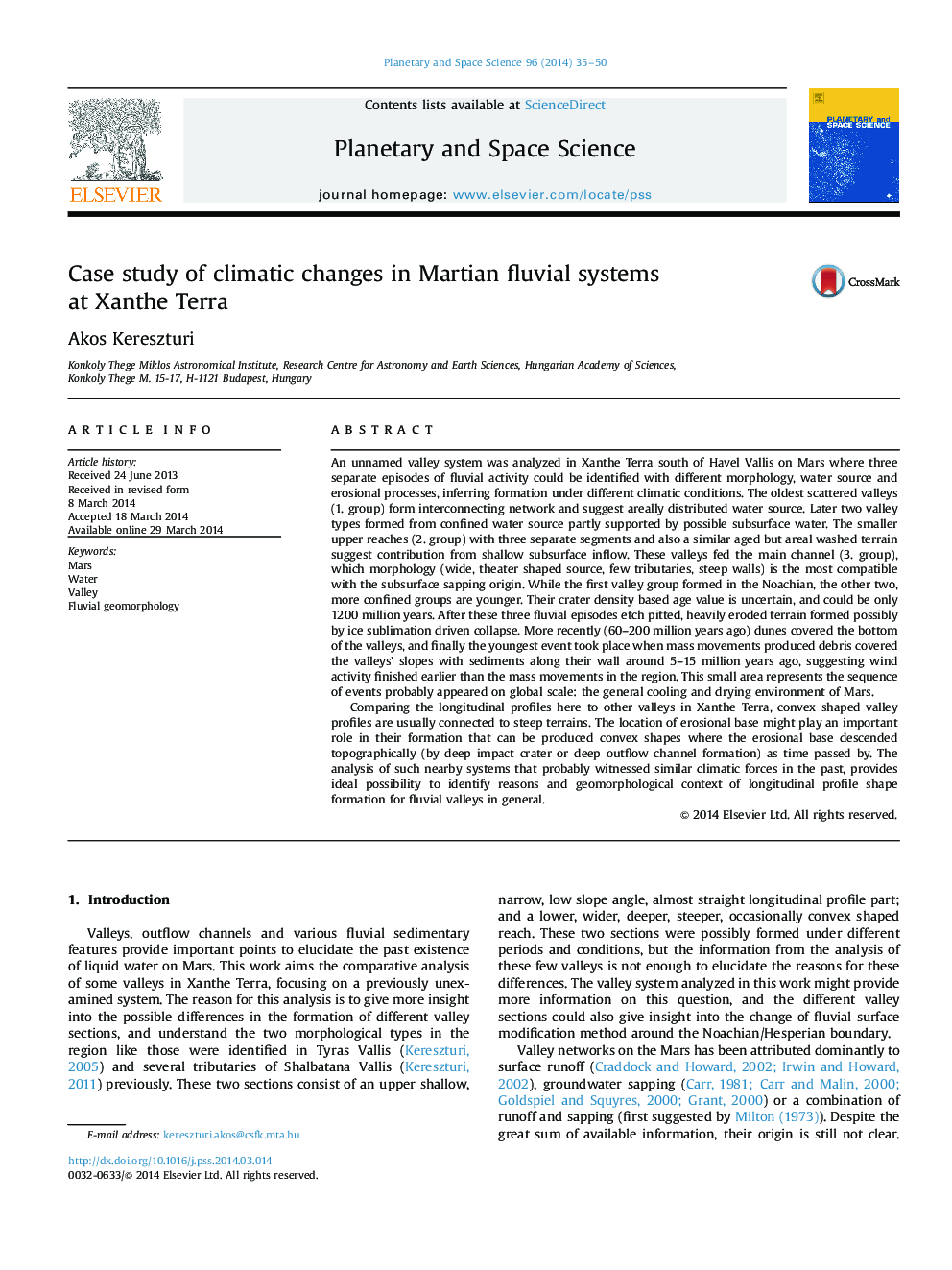 Case study of climatic changes in Martian fluvial systems at Xanthe Terra