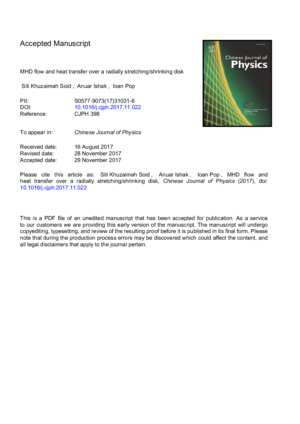 MHD flow and heat transfer over a radially stretching/shrinking disk