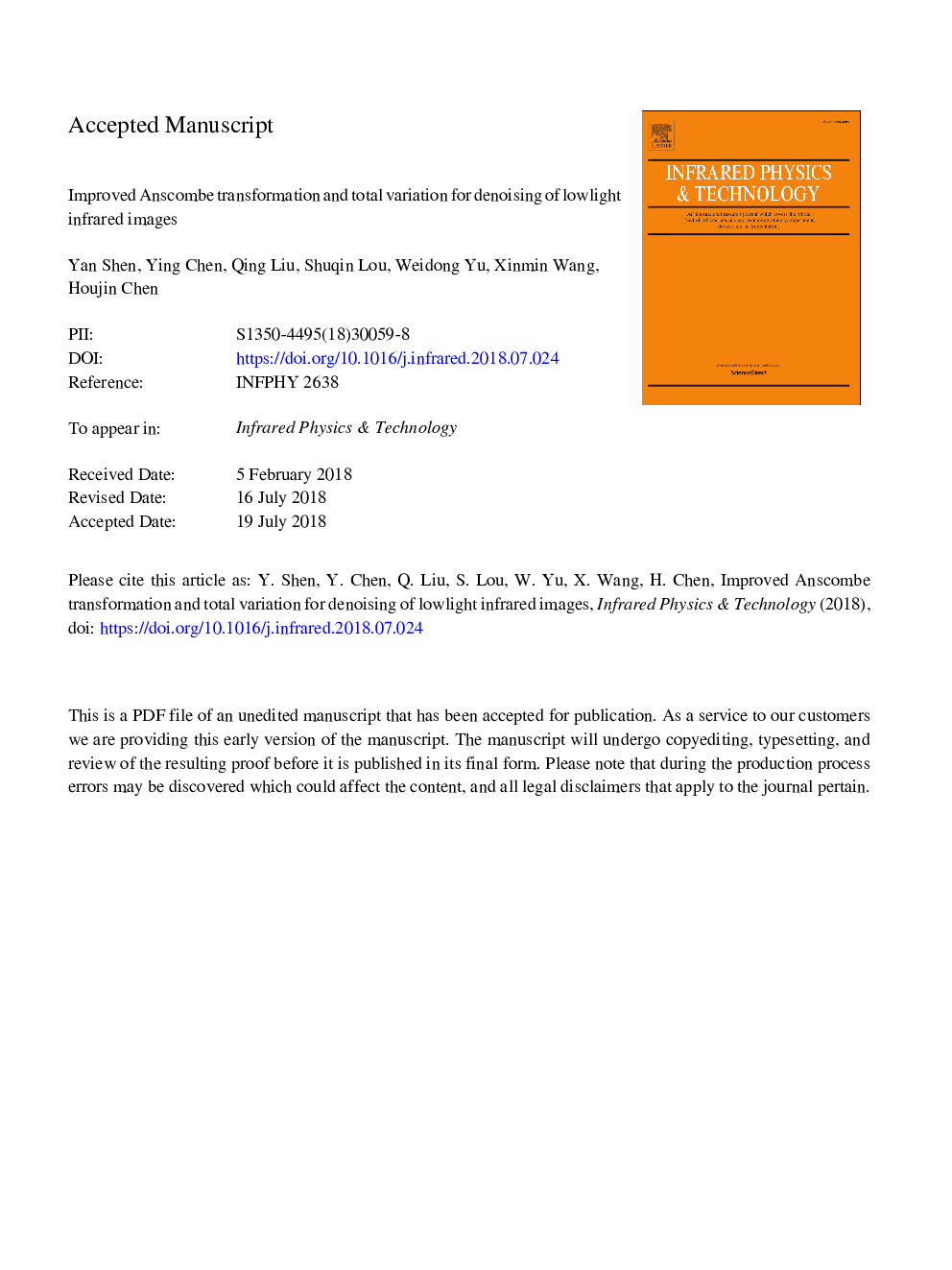 Improved Anscombe transformation and total variation for denoising of lowlight infrared images