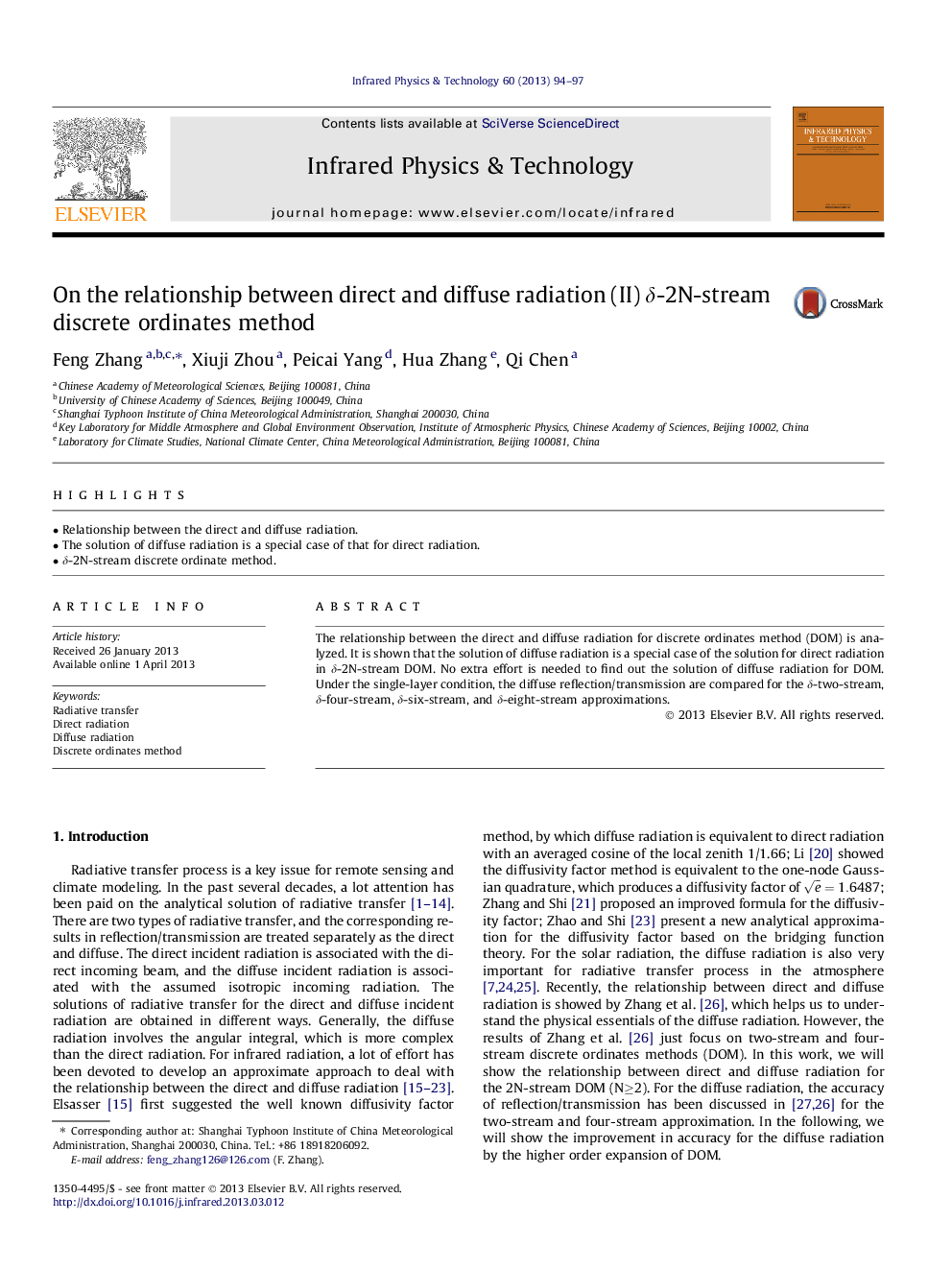 On the relationship between direct and diffuse radiation (II) Î´-2N-stream discrete ordinates method