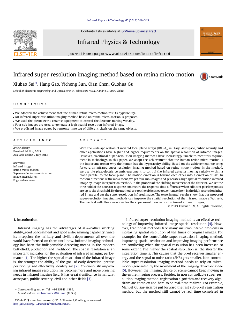 Infrared super-resolution imaging method based on retina micro-motion