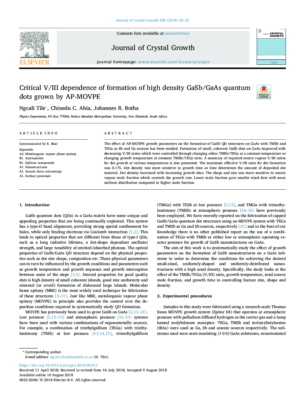 Critical V/III dependence of formation of high density GaSb/GaAs quantum dots grown by AP-MOVPE