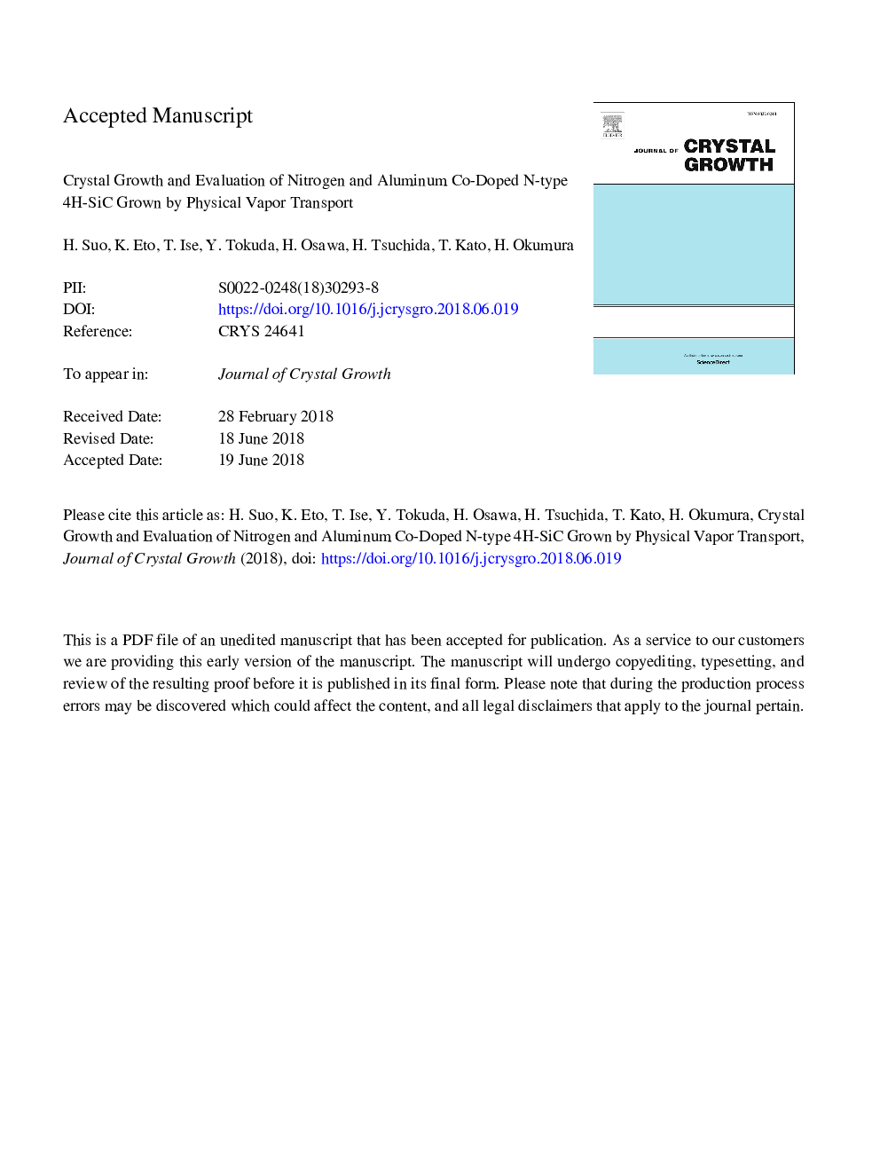 Crystal growth and evaluation of nitrogen and aluminum co-doped N-type 4H-SiC grown by physical vapor transport