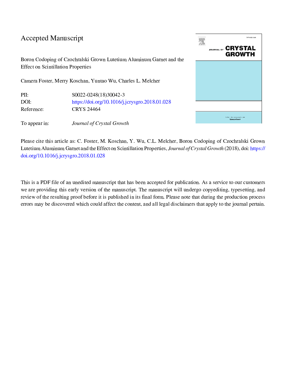 Boron codoping of Czochralski grown lutetium aluminum garnet and the effect on scintillation properties