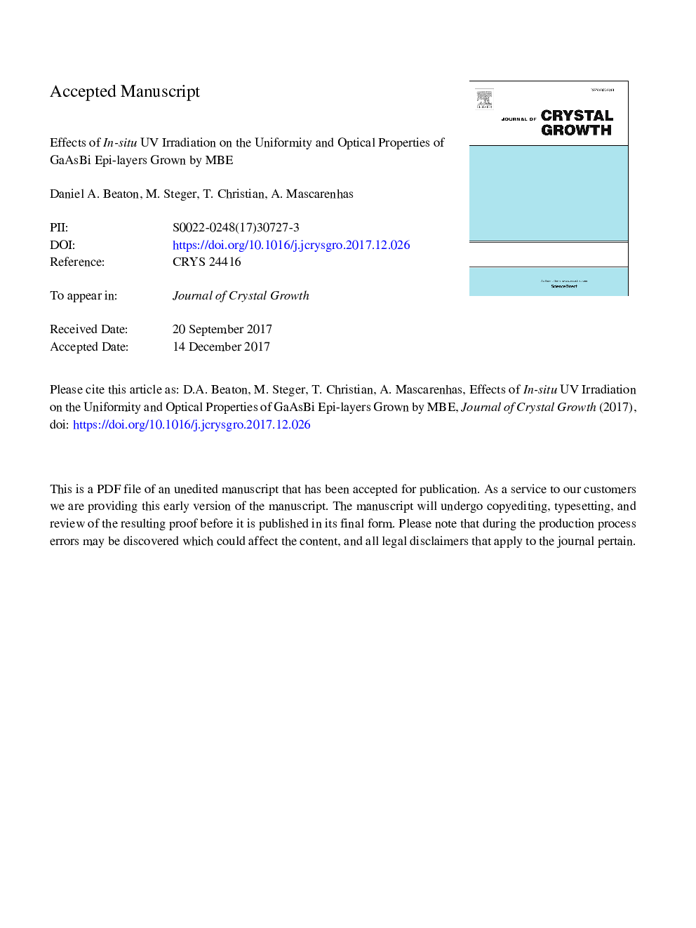 Effects of in-situ UV irradiation on the uniformity and optical properties of GaAsBi epi-layers grown by MBE