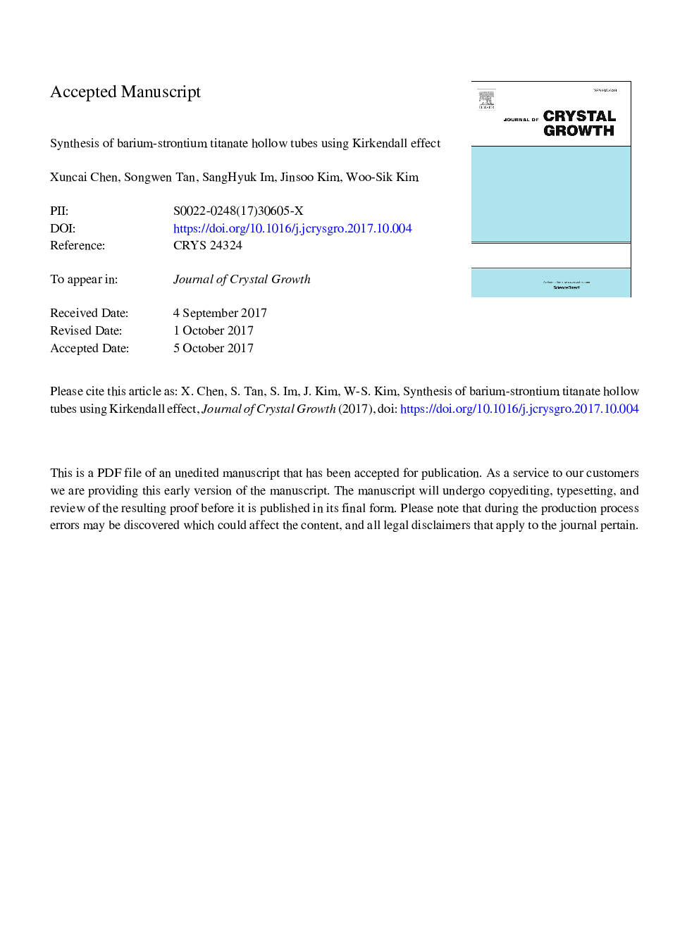 Synthesis of barium-strontium titanate hollow tubes using Kirkendall effect