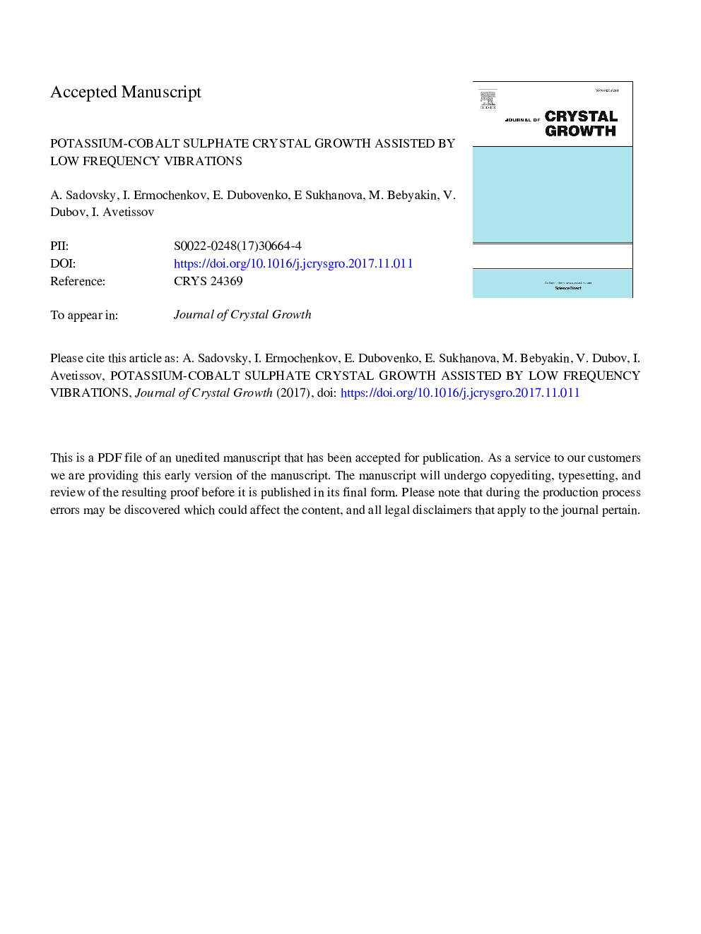 رشد کریستال سولفات پتاسیم-کبالت به وسیله ارتعاش فرکانس پایین کمک می کند 