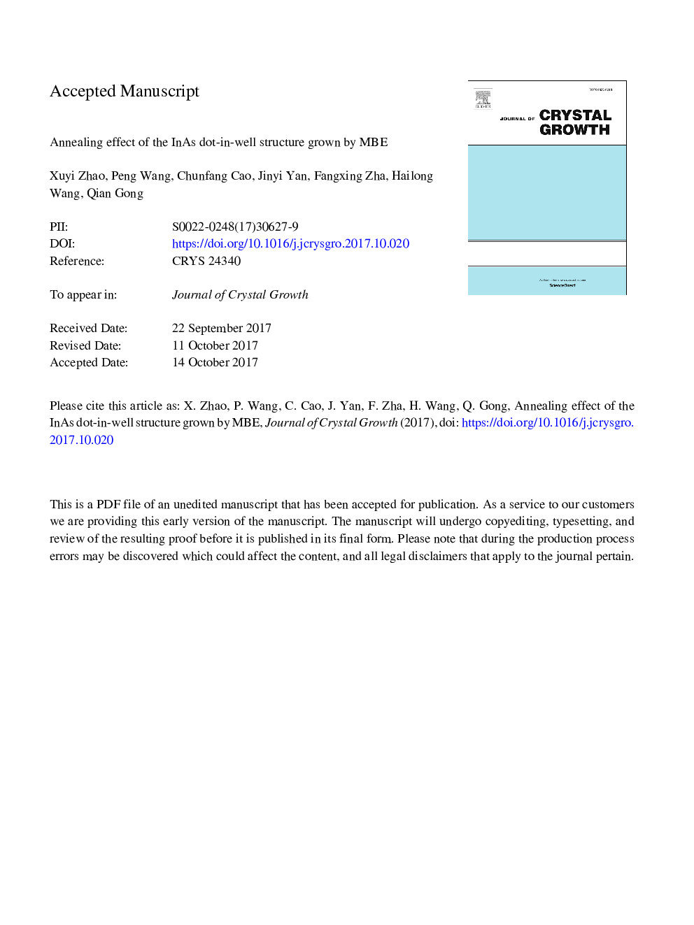 Annealing effect of the InAs dot-in-well structure grown by MBE