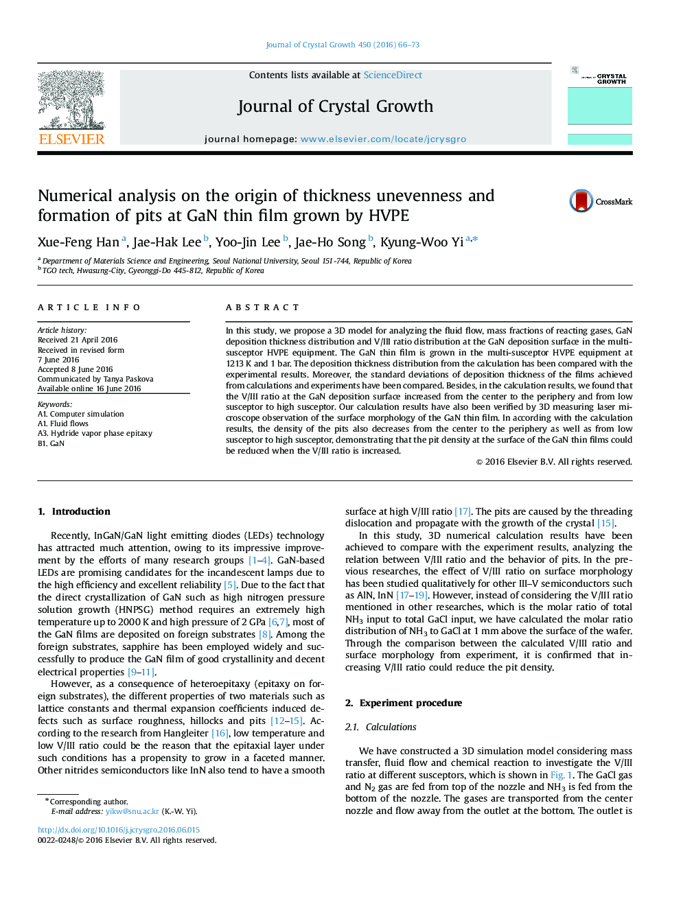 Numerical analysis on the origin of thickness unevenness and formation of pits at GaN thin film grown by HVPE