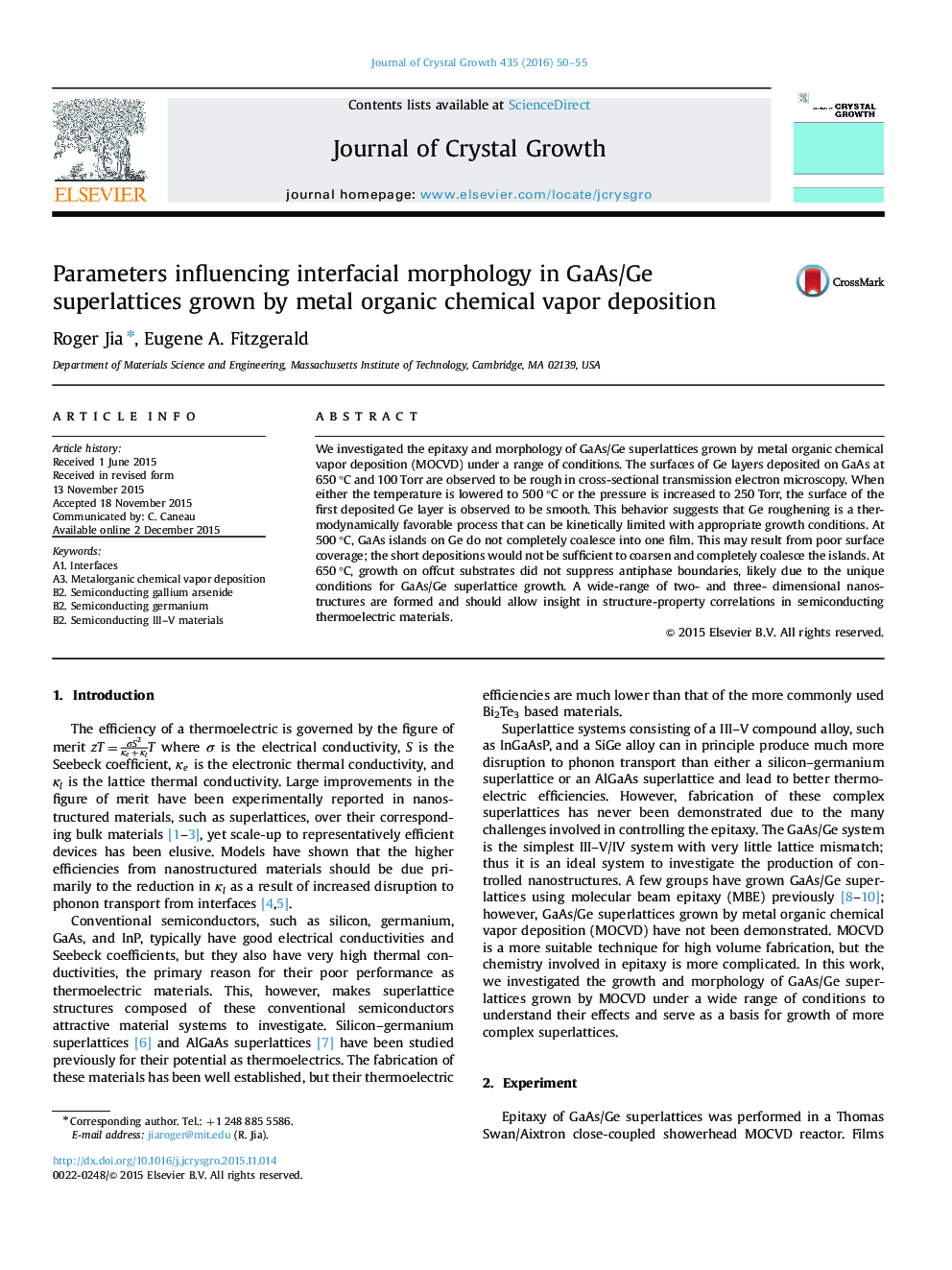 Parameters influencing interfacial morphology in GaAs/Ge superlattices grown by metal organic chemical vapor deposition