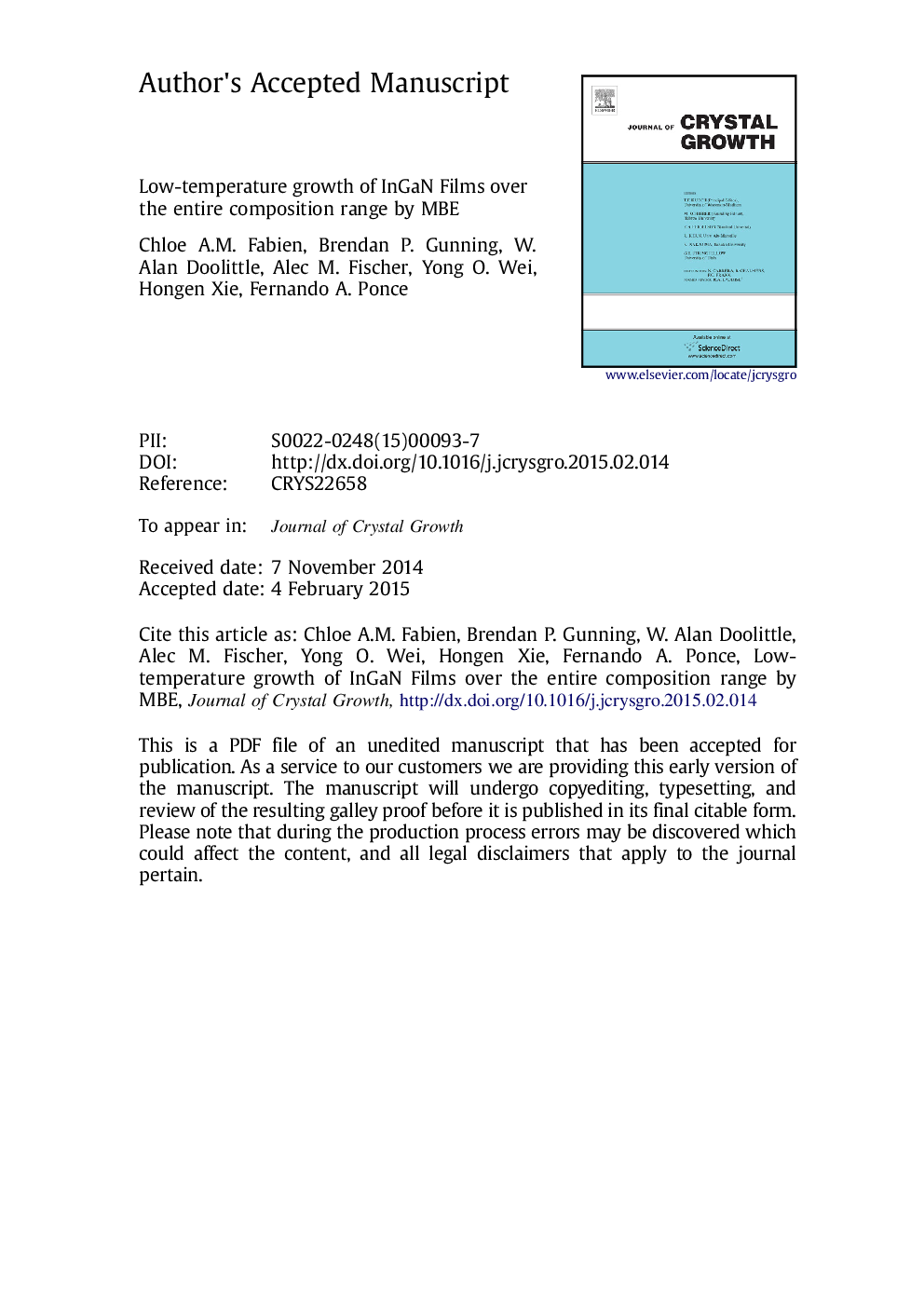 Low-temperature growth of InGaN films over the entire composition range by MBE