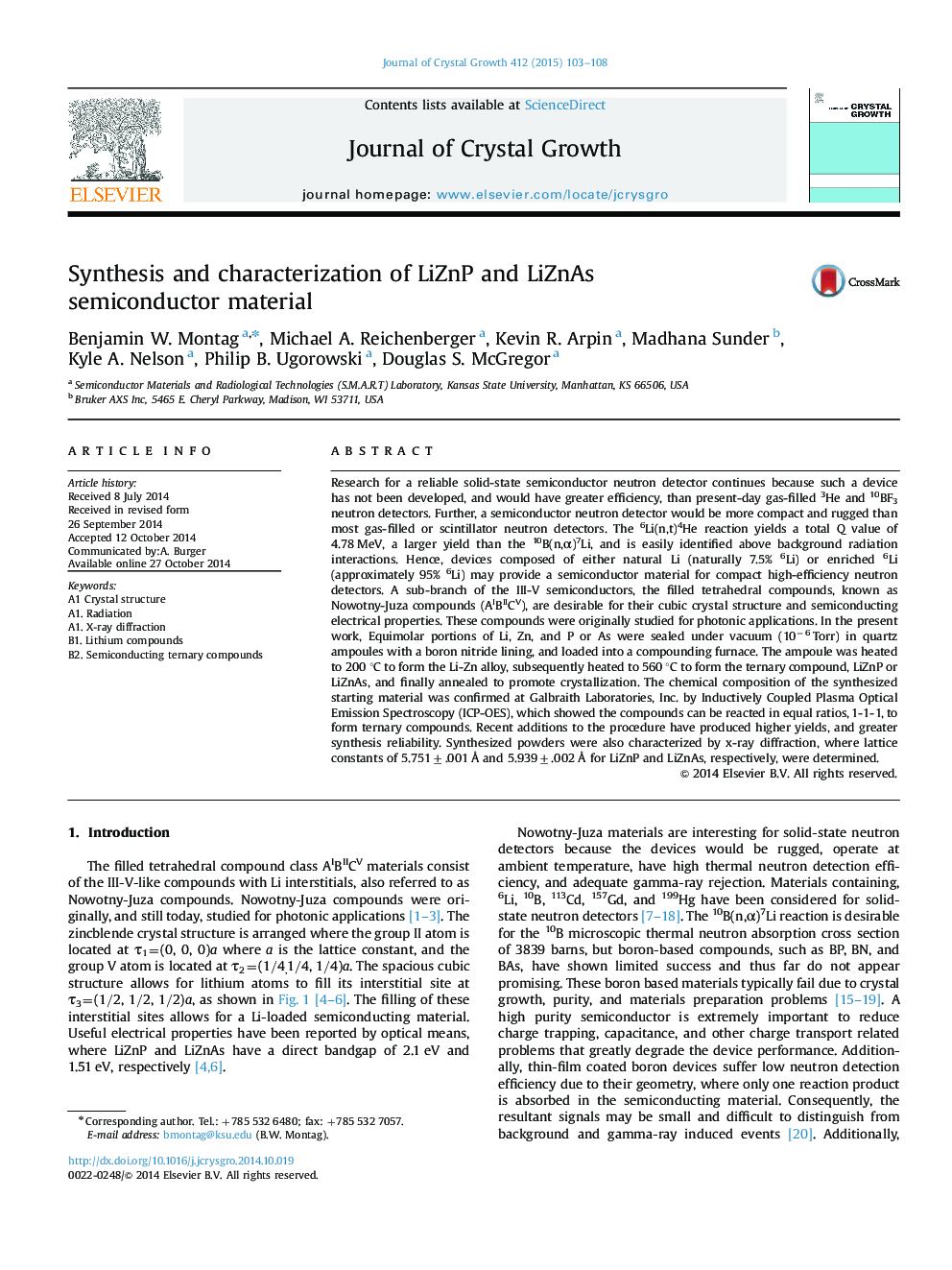 Synthesis and characterization of LiZnP and LiZnAs semiconductor material