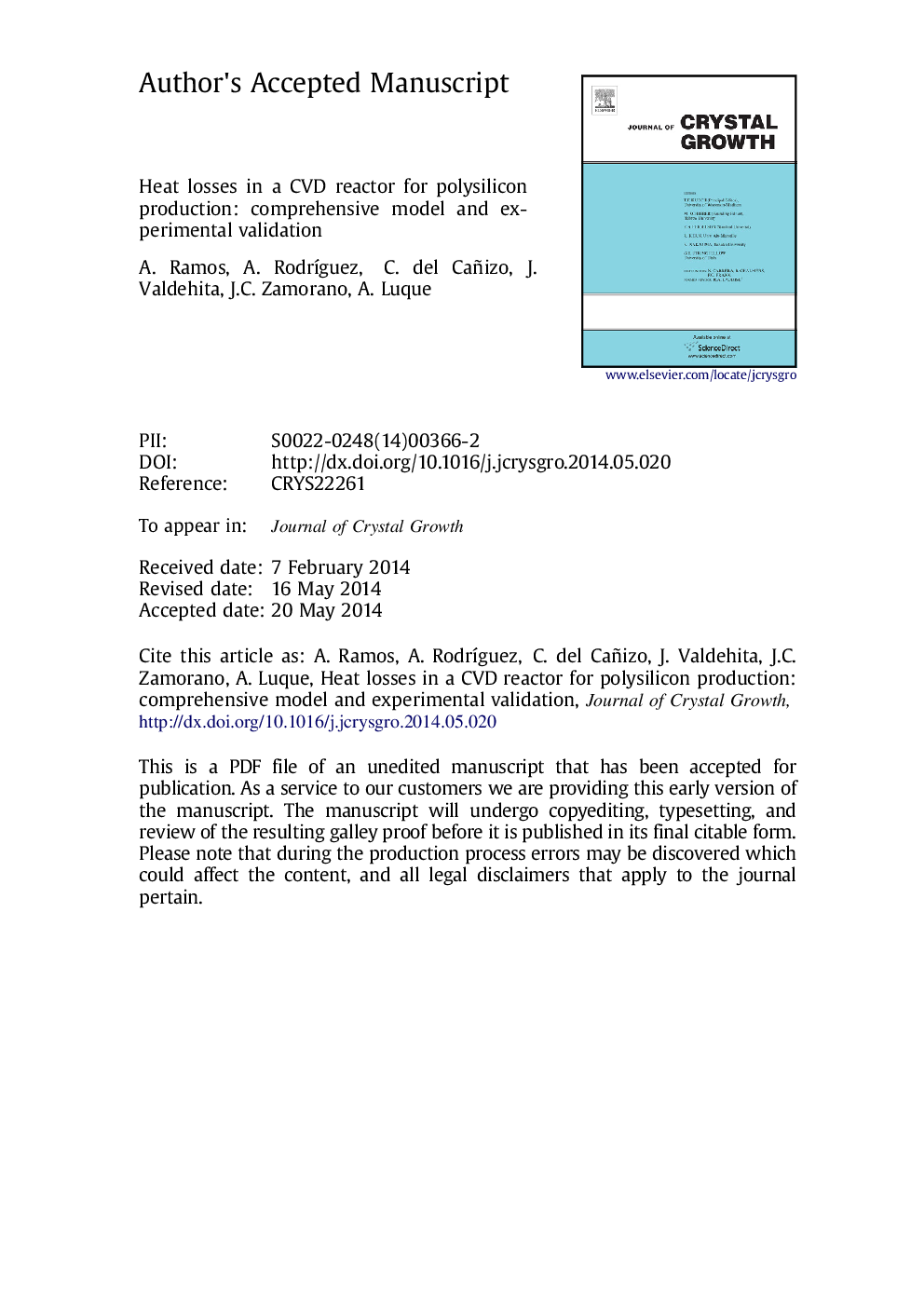 Heat losses in a CVD reactor for polysilicon production: Comprehensive model and experimental validation