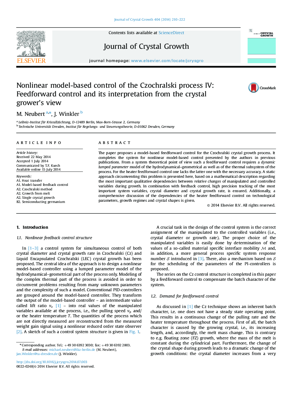 Nonlinear model-based control of the Czochralski process IV: Feedforward control and its interpretation from the crystal grower×³s view