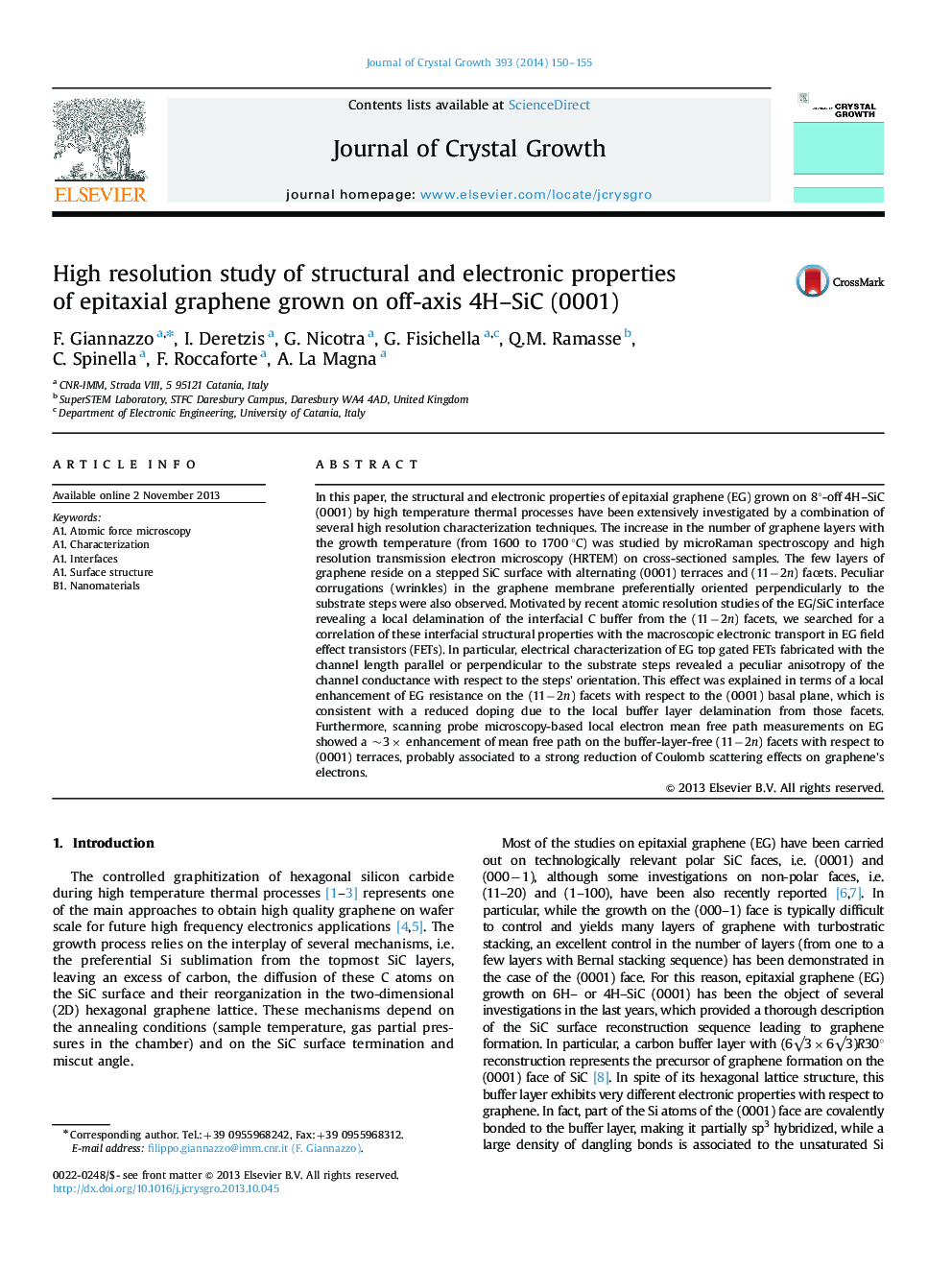 High resolution study of structural and electronic properties of epitaxial graphene grown on off-axis 4H-SiC (0001)